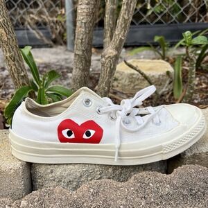 Converse Comme des Garcons Play Womens 8 White Cream  Low Top Sneakers